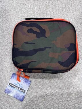 NWT Insulated Camo Lunch Bag with Orange Trim